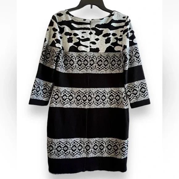 Joseph Ribkoff Dress Size 8 Black Gray Stretch Ladies Dress Zip Cocktail Party - Picture 2 of 5